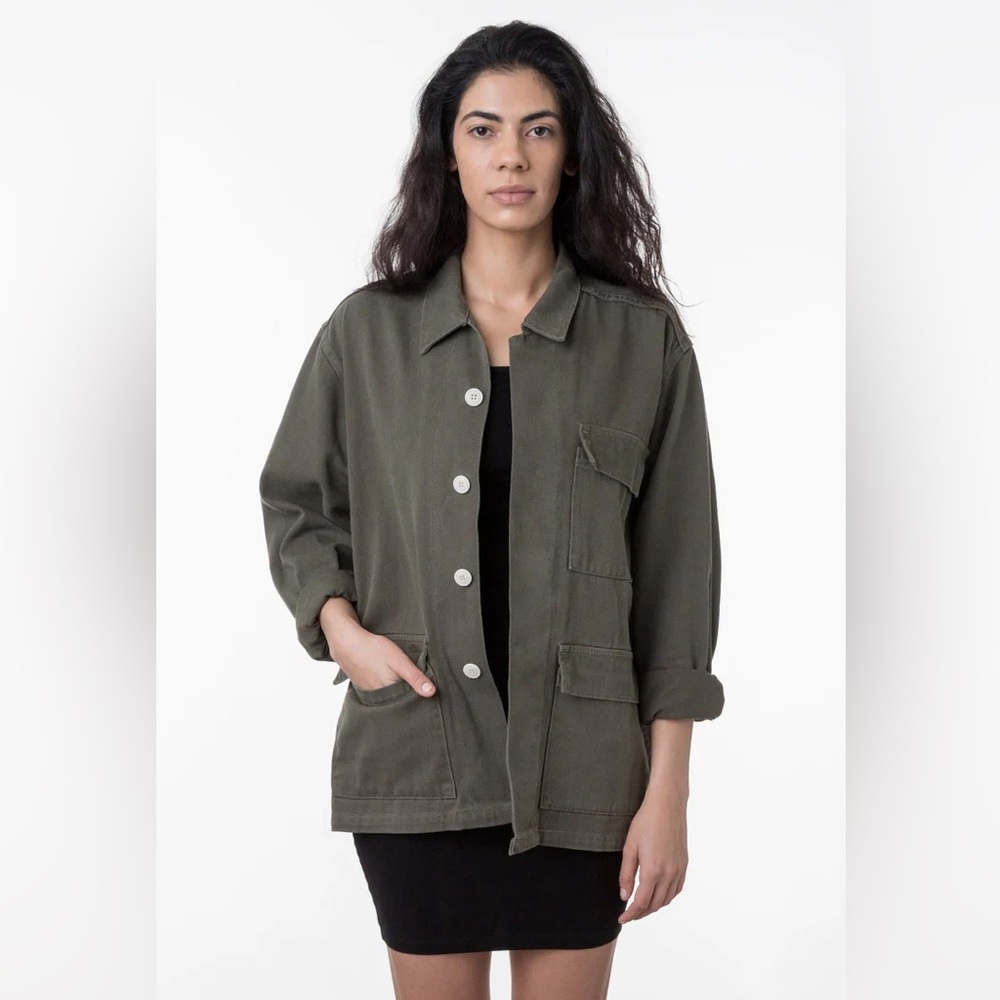 Green military jacket by Los Angeles Apparel